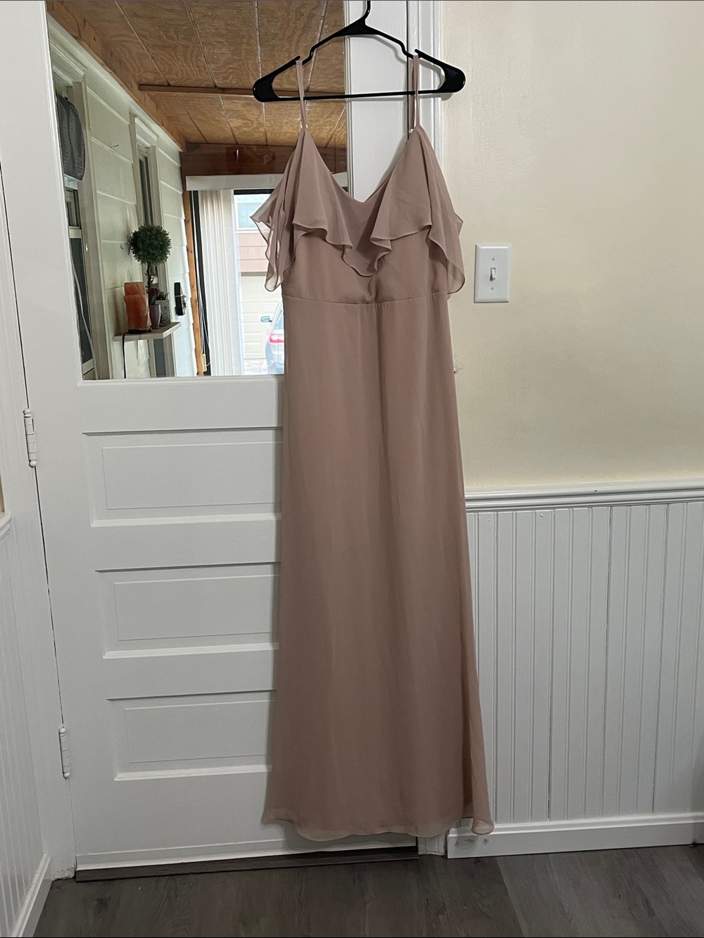Birdy Grey Pink Ruffled V-Neck Maxi Dress